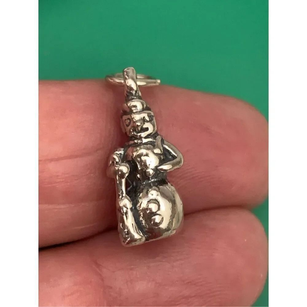 Snowman Sterling Silver Jewelry Charm #winter